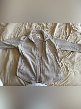 Light Cream Women's Button-Up Waffle Shirt Jacket